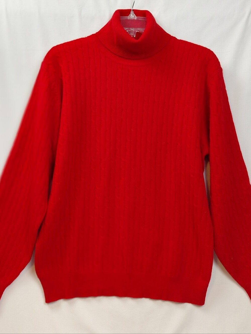Lord & Taylor Cable Knit Cashmere Turtleneck Sweater Size Large